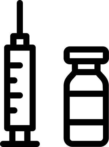 Syringe and vial icons representing injectable treatments