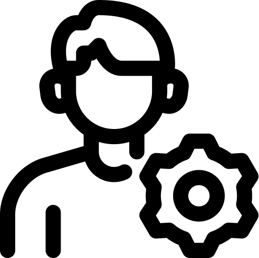 Person wearing sunglasses with a settings gear icon