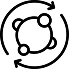 Circular arrows icon representing rotation or cyclical process