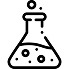 Flask with droplets icon representing scientific research or laboratory analysis