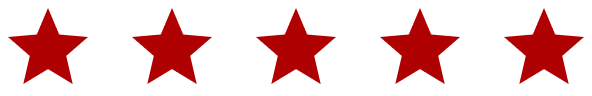 Five red stars in a row