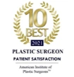 10 Best Plastic Surgeon Patient Satisfaction award seal