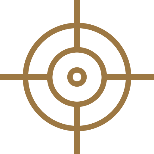 Concentric circles with crosshair symbol representing precision