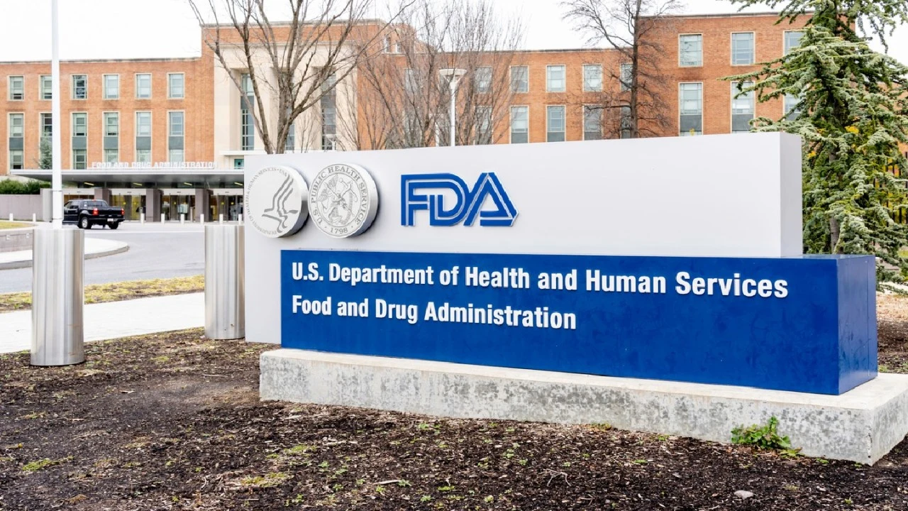 FDA headquarters sign with logo, U.S. Department of Health and Human Services Food and Drug Administration