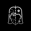 Icon of a face with dotted lines indicating treatment areas and laser targeting points