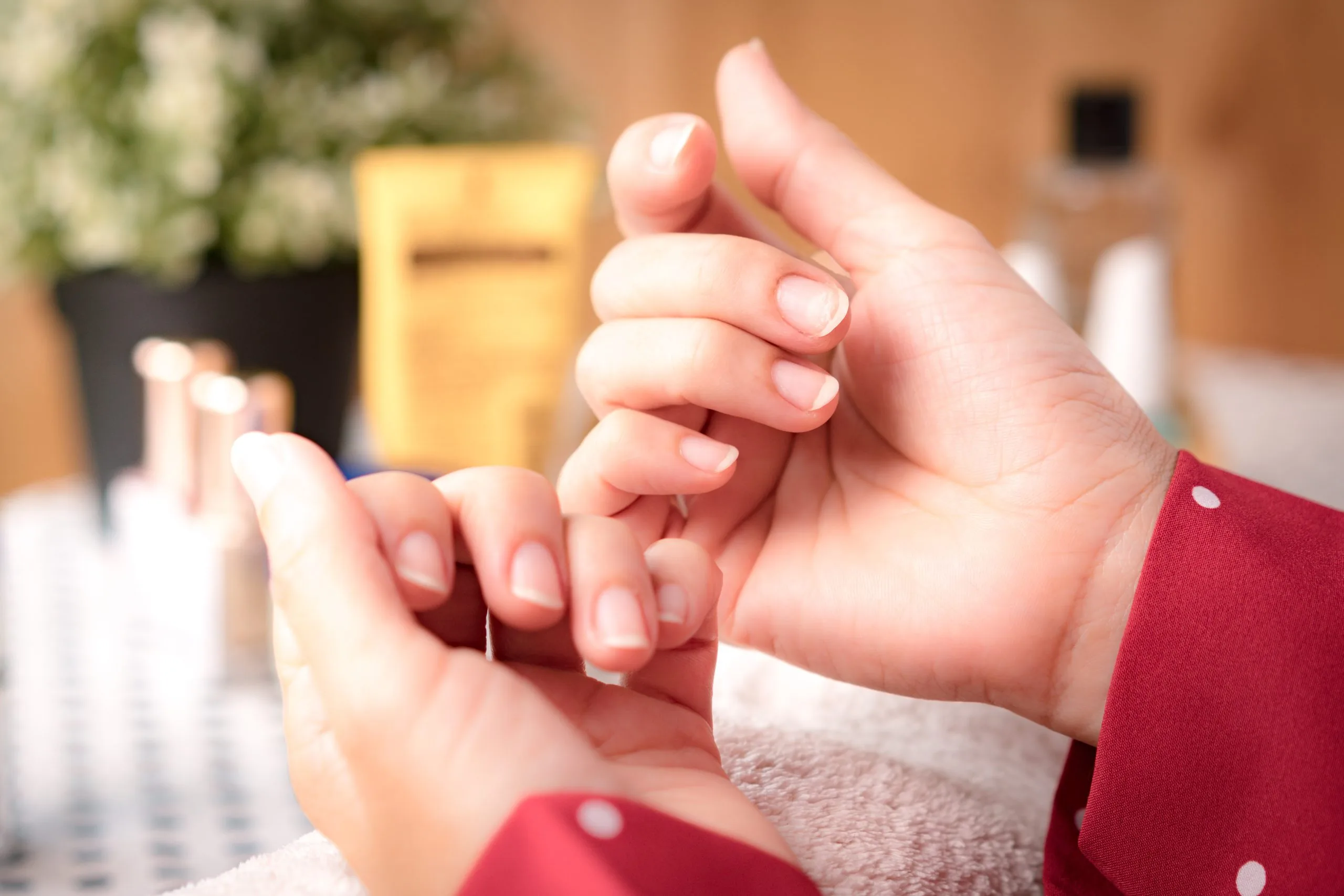 Close-up of hands and fingernails