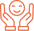 Hands cradling smiling face icon representing art therapy