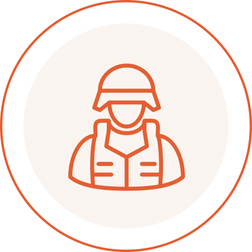 Military soldier wearing helmet and combat vest