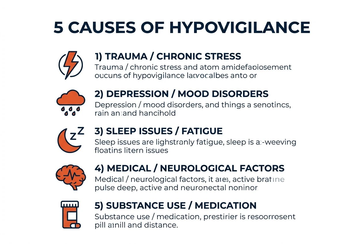 Five contributors to hypovigilance: trauma, depression, sleep, medical factors, substances