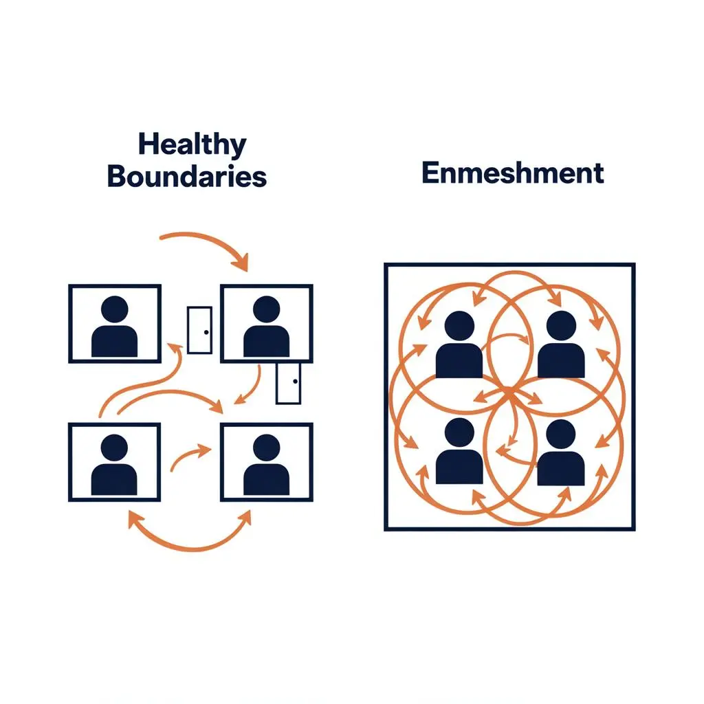 Healthy Boundaries vs Enmeshment comparison diagram