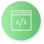 Code brackets icon on green circle