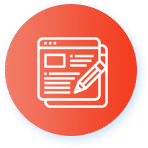 Document with pencil icon on red circle