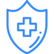 Blue shield with medical cross icon
