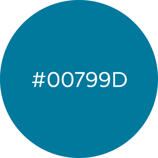 Teal circular swatch labeled #00799D