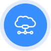 Cloud network icon with connected nodes in a blue circle