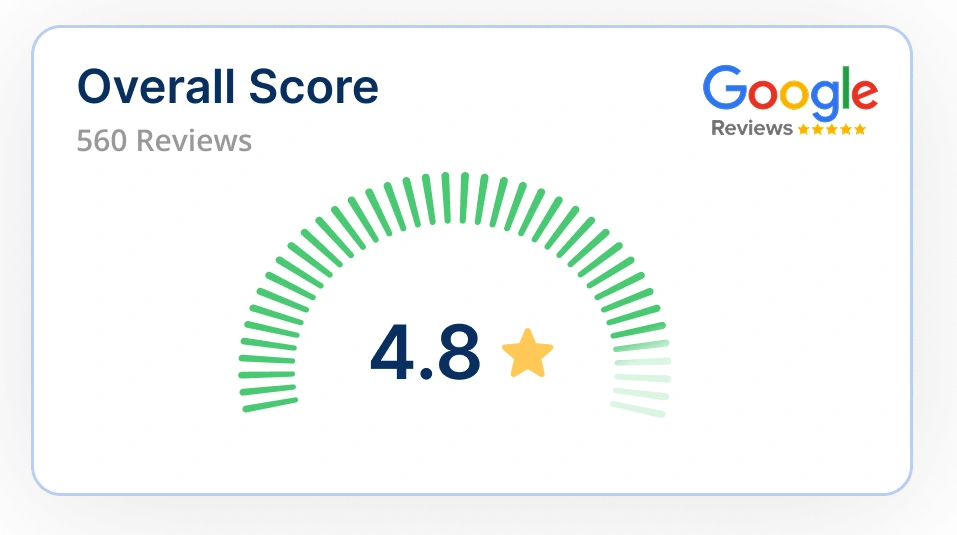Google Reviews badge showing 4.8 star rating from 560 reviews