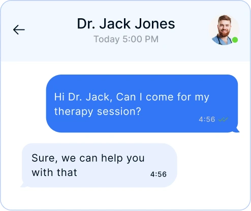 Text message conversation between patient and Dr. Jack Jones about scheduling a therapy session