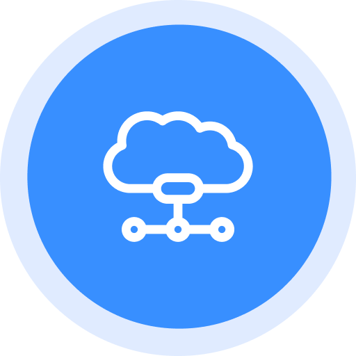 Cloud network icon with connected nodes representing data infrastructure