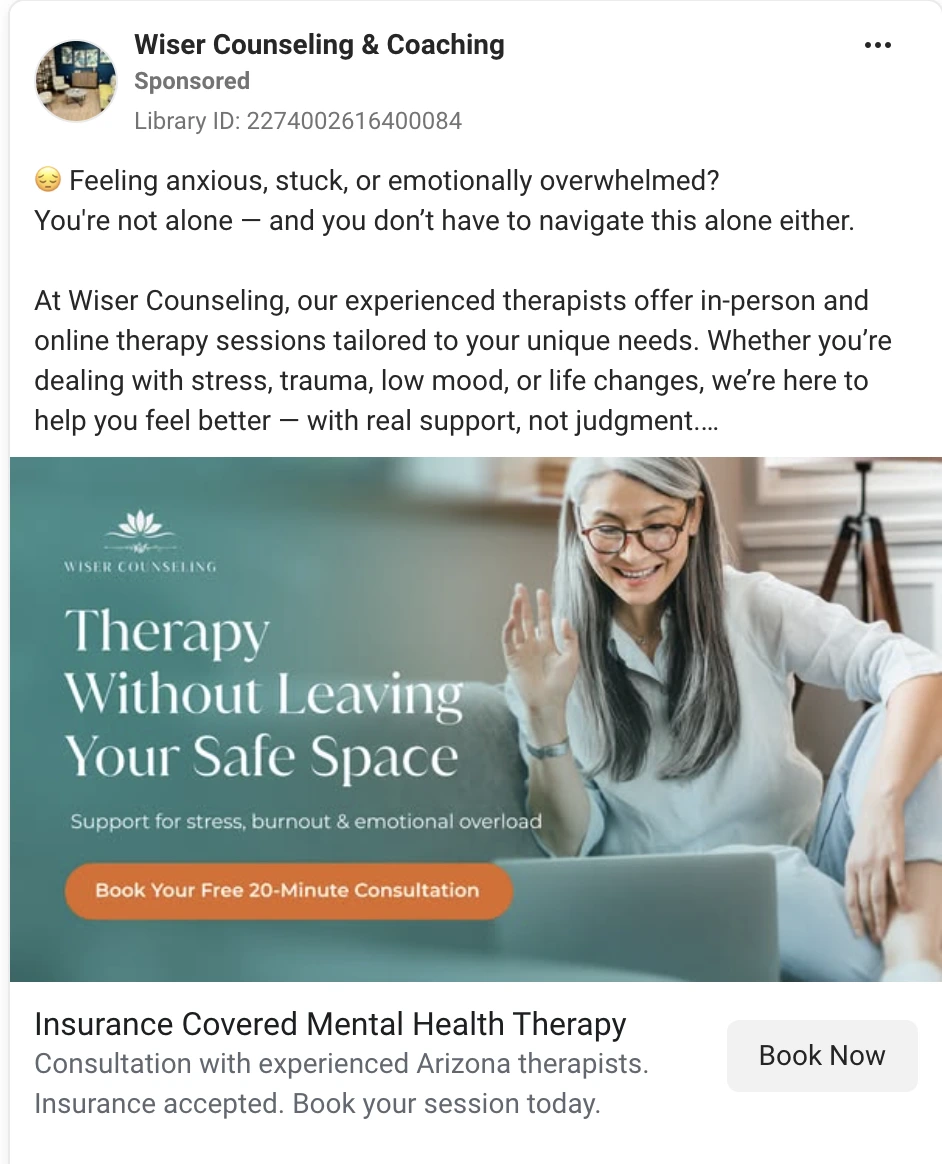 meta ads for therapists