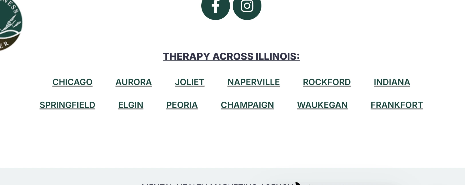 example of seo location pages for a therapy group