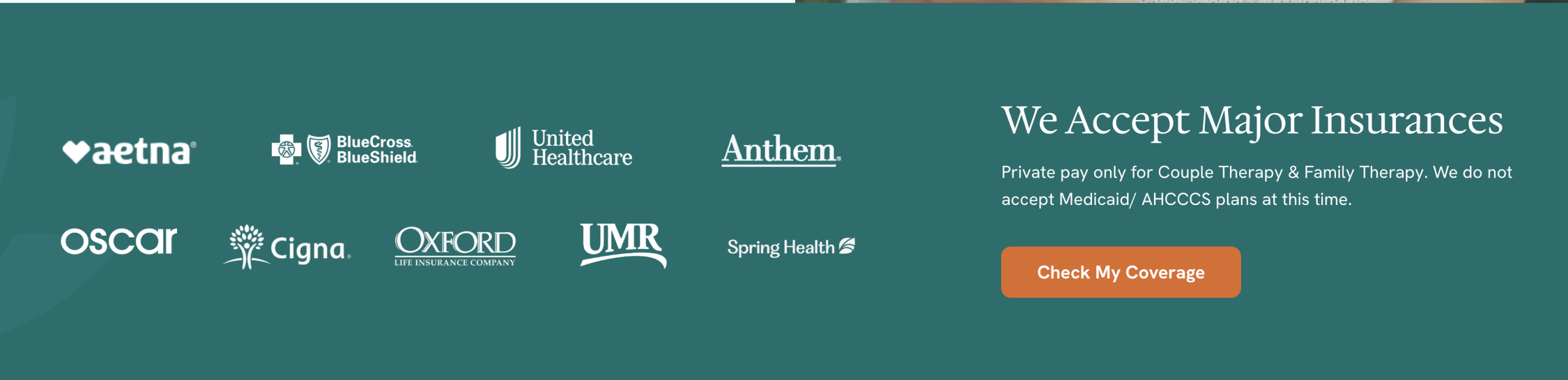 therapy website design insurance block