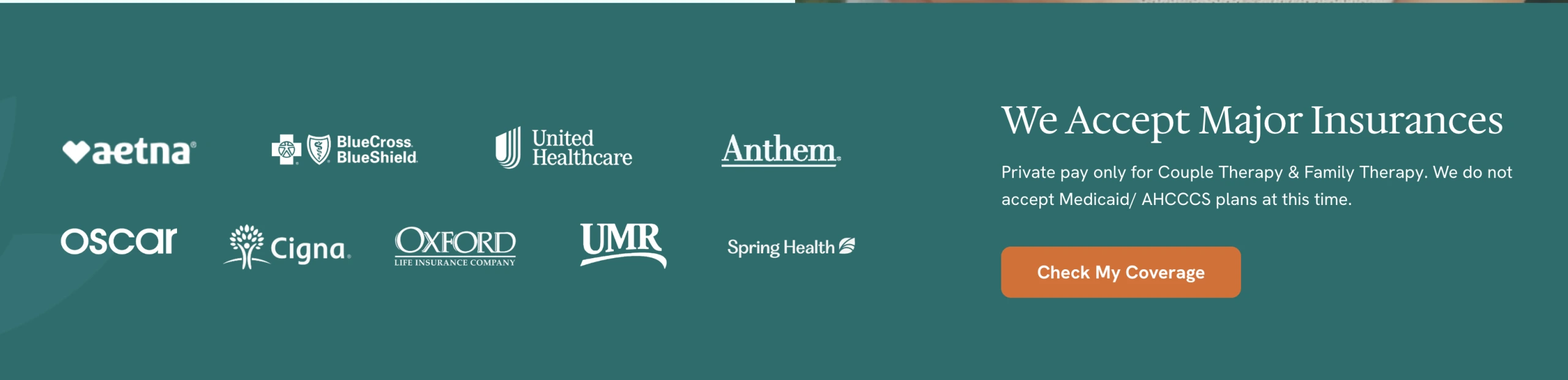 therapy website design insurance block
