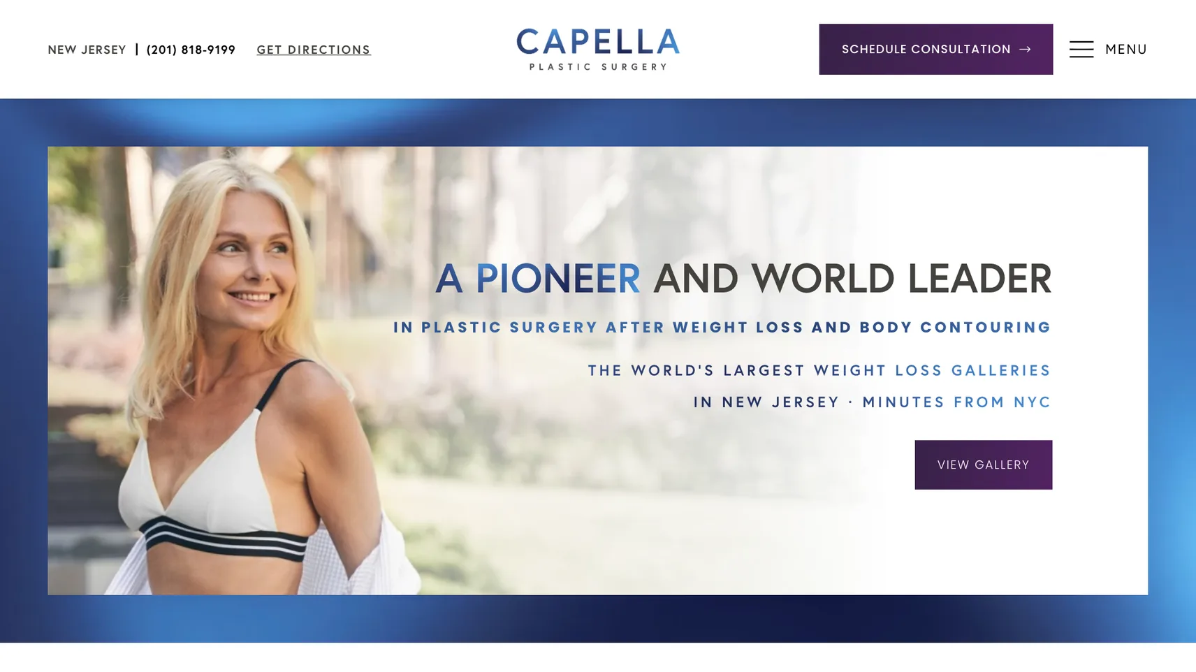 Capella Plastic Surgery website homepage designed by PilotPractice