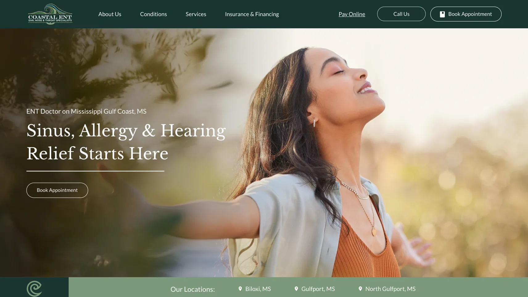 Coastal ENT website homepage designed by PilotPractice