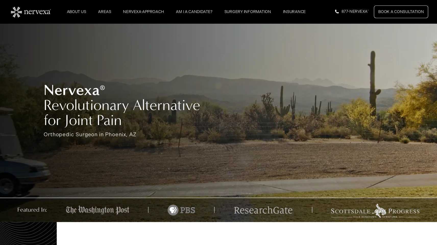 Nervexa Orthopedics website homepage designed by PilotPractice