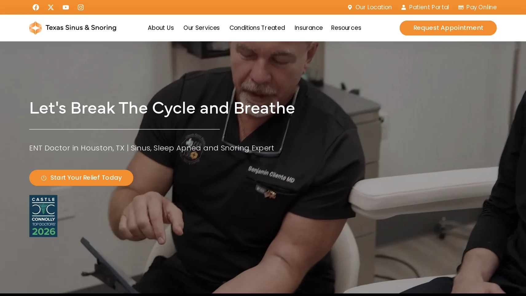 Texas Sinus and Snoring website homepage designed by PilotPractice