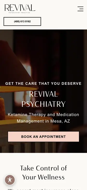 Revival Psychiatry website on a phone