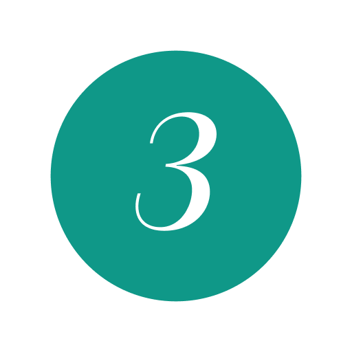 Number 3 inside a teal circle