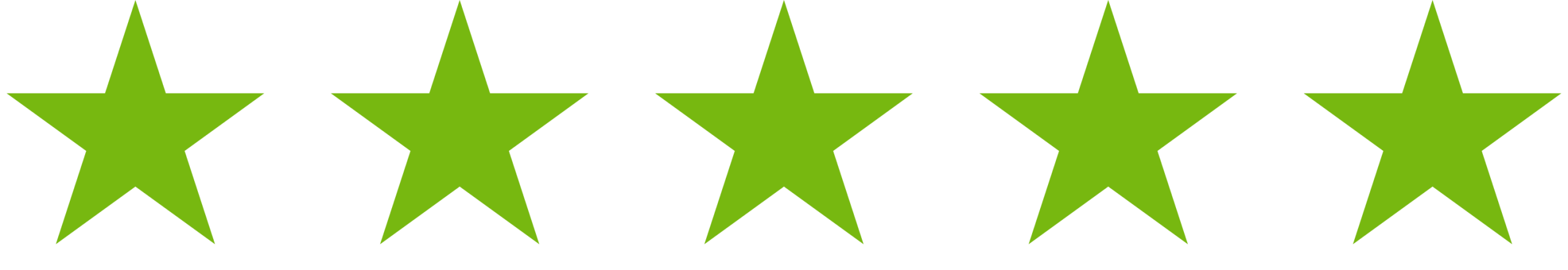 Five green stars in a row representing a five-star rating