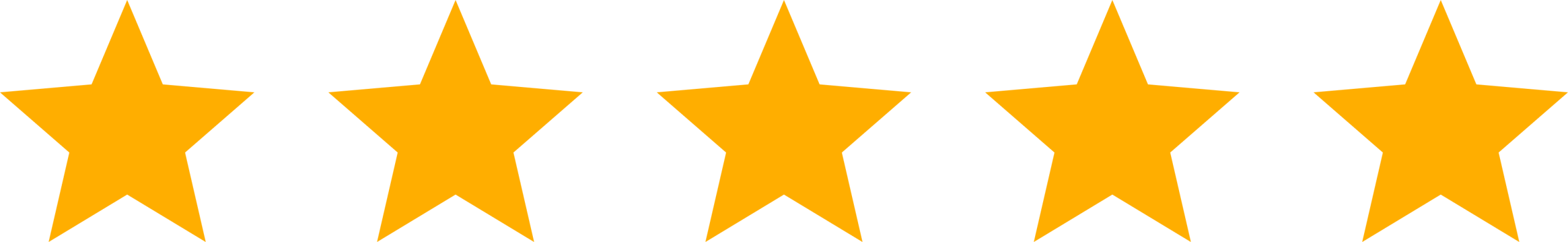 Five gold stars in a row
