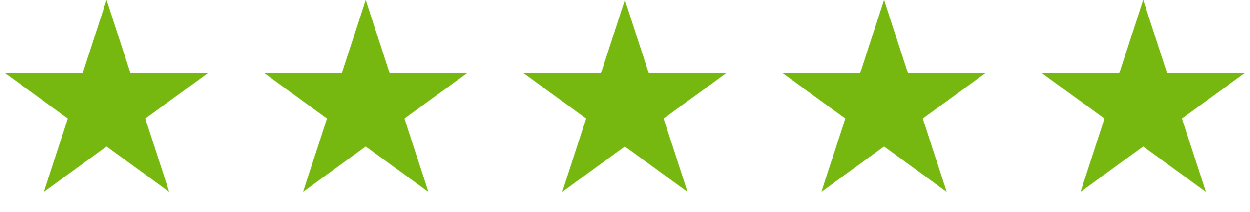 Five green stars representing a five-star rating