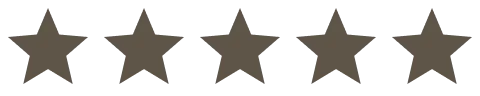 Five-star rating displayed as filled brown stars