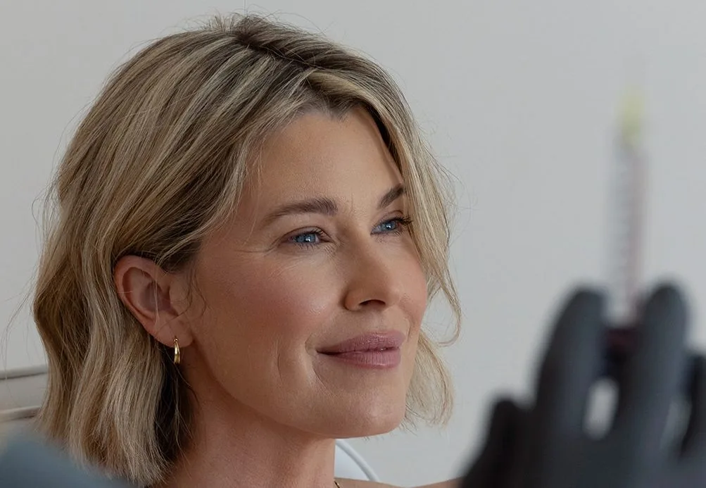 Woman's profile showing facial contours and skin texture