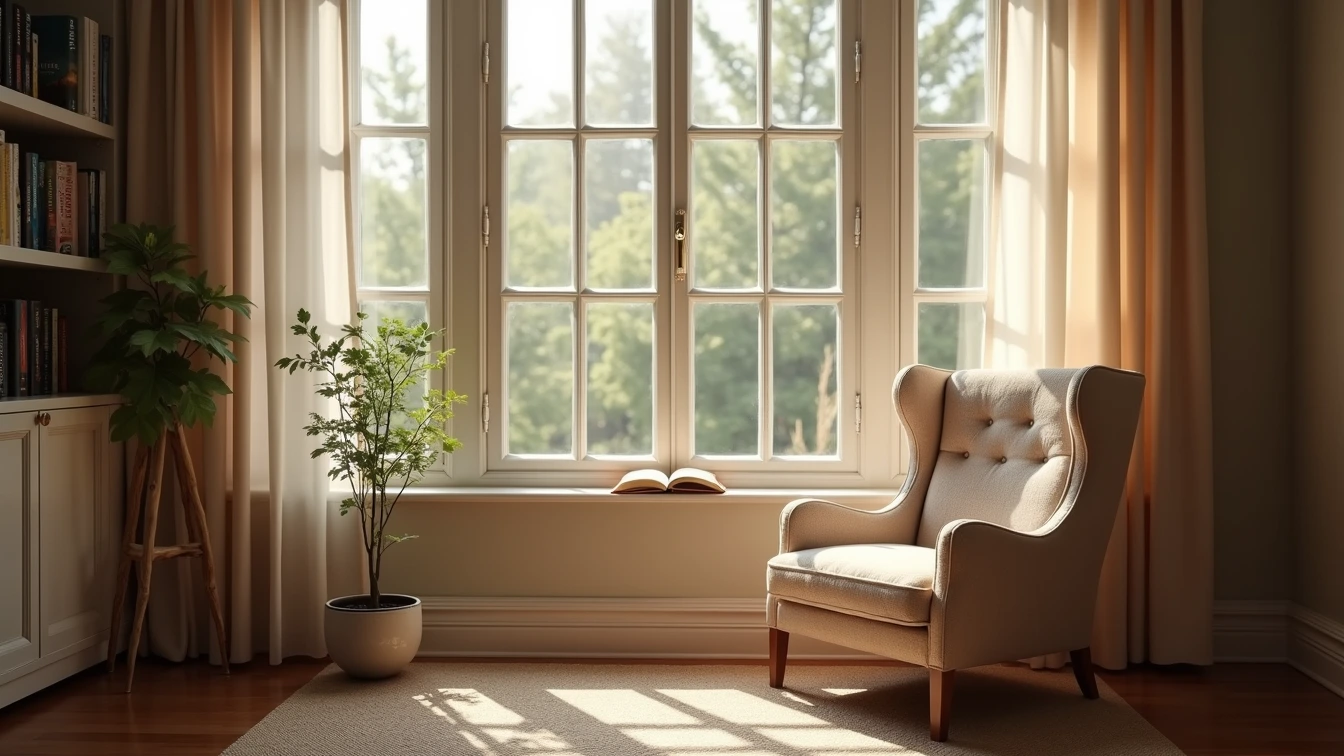 White Spravato nasal spray bottle on a side table in a calm, bright treatment lounge