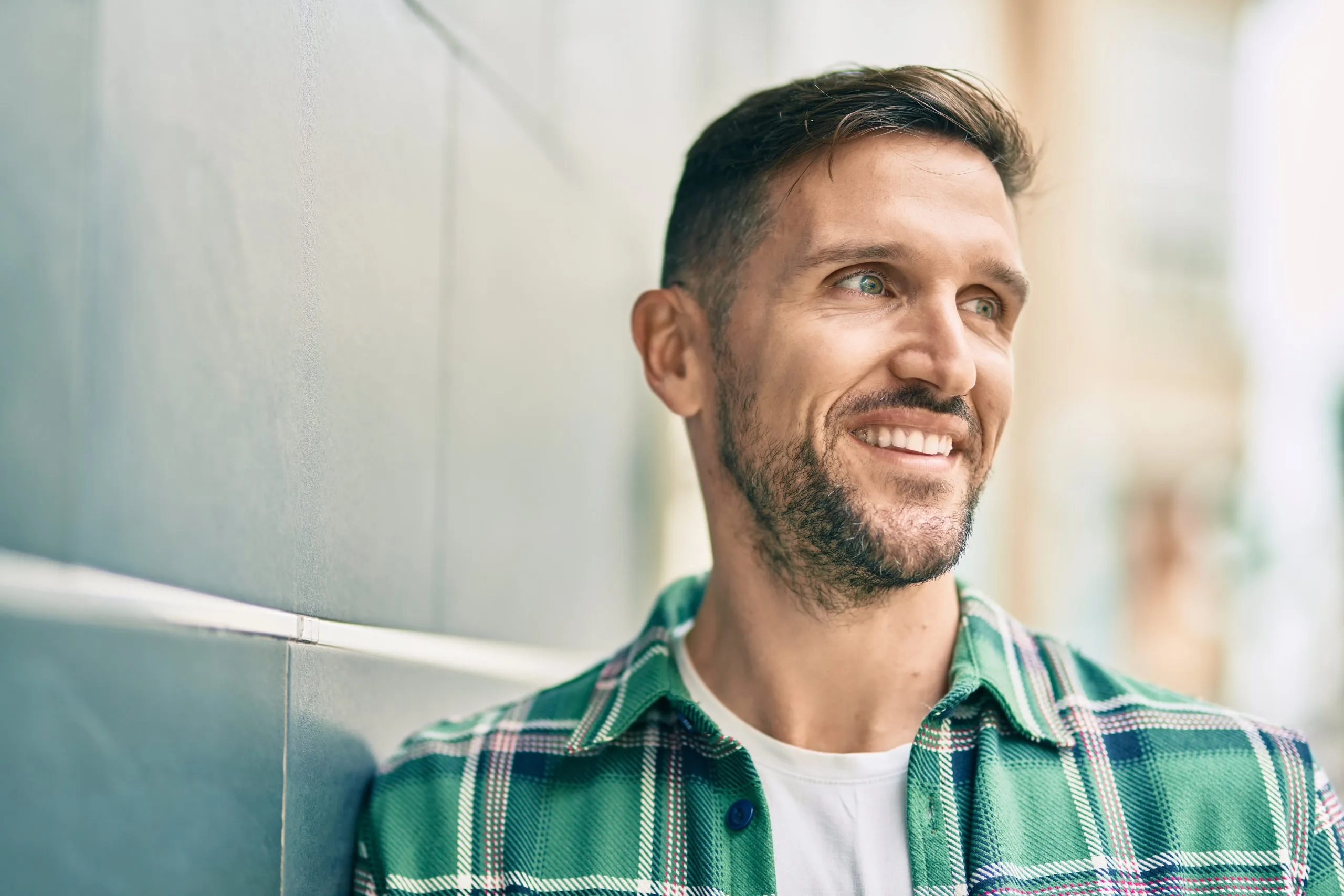Smiling man feeling positive, representing therapy in Hesperia, CA