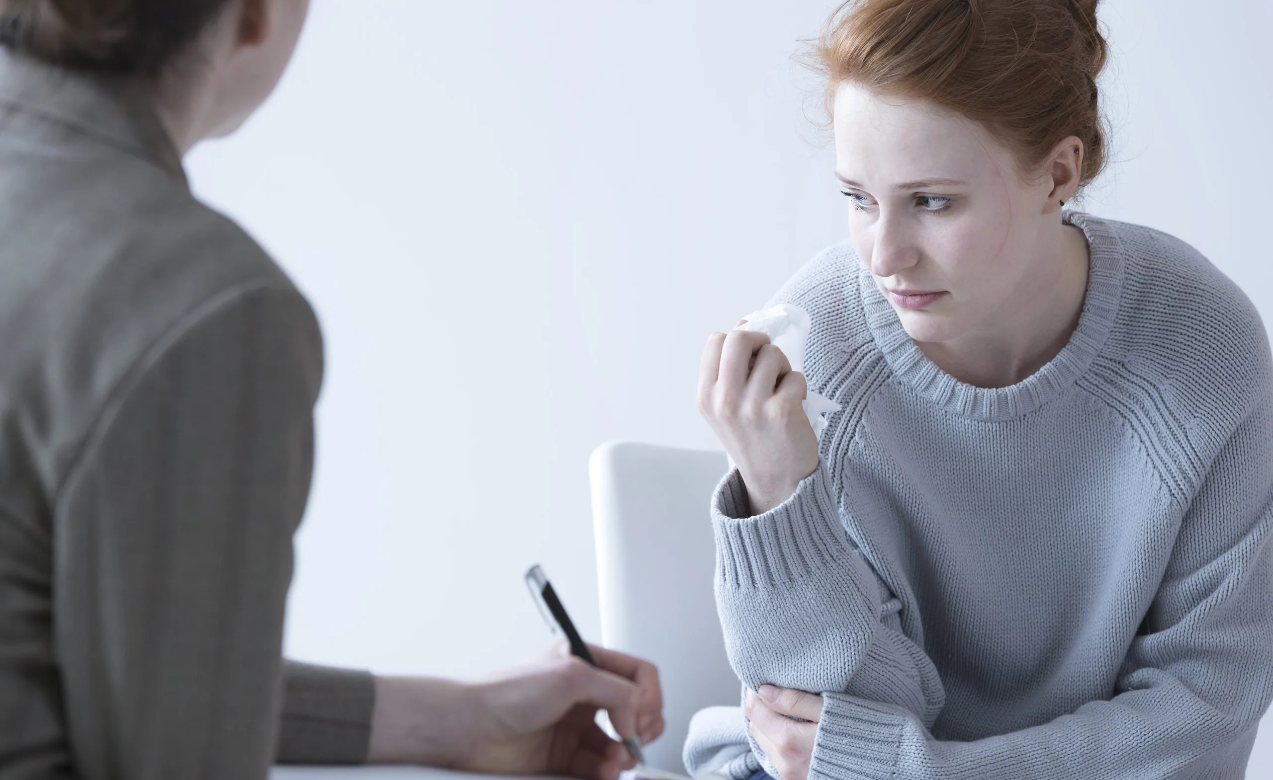 Young woman in a therapy session