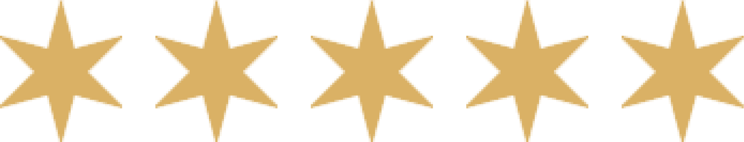 Five gold stars in a row