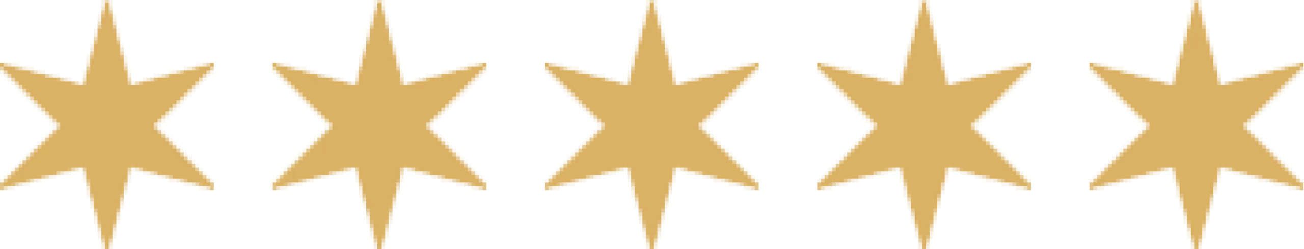 Five gold stars representing a five-star customer review rating