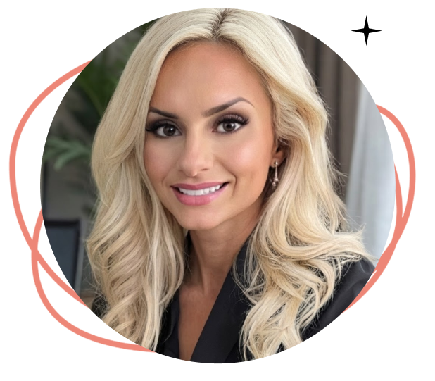 Woman with blonde hair smiling at camera, wearing black blazer