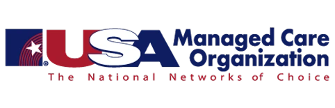 USA Managed Care Organization logo with tagline 'The National Networks of Choice'
