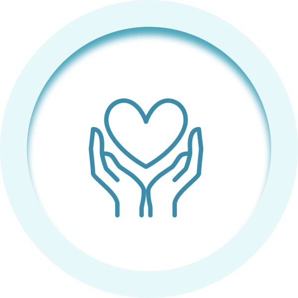 Two hands cradling a heart symbolizing compassionate care