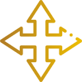 Four-directional arrow icon representing expansion or multidirectional movement