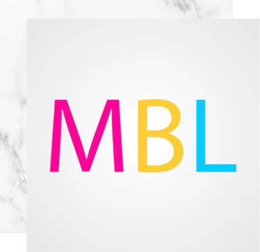 MBL logo in magenta, yellow, and cyan letters