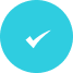 Turquoise circle with white checkmark