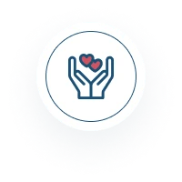 Two hands cradling a heart symbol