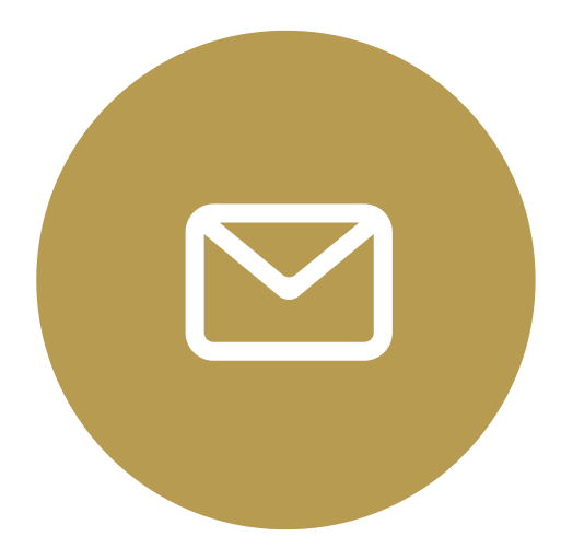 White envelope icon on gold circular background